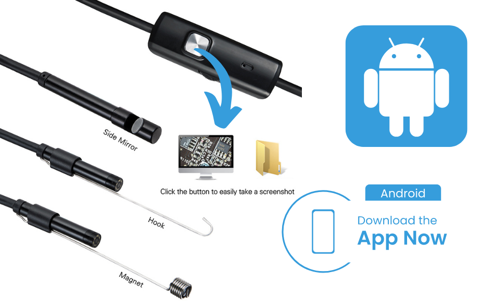 Endoskop-Inspektionskamera, hochauflösendes Endoskop mit 7,2 mm Durchmesser, geeignet für Android und PC