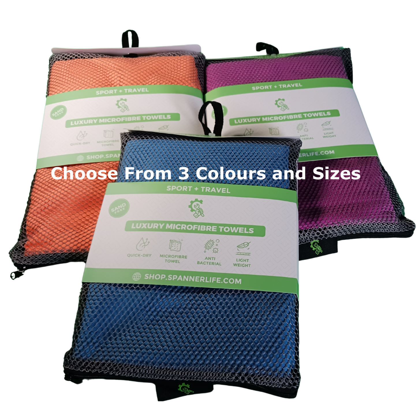 Sport + Travel Microfibre Towels – Antimicrobial | Quick-Dry | Mesh Carry Case