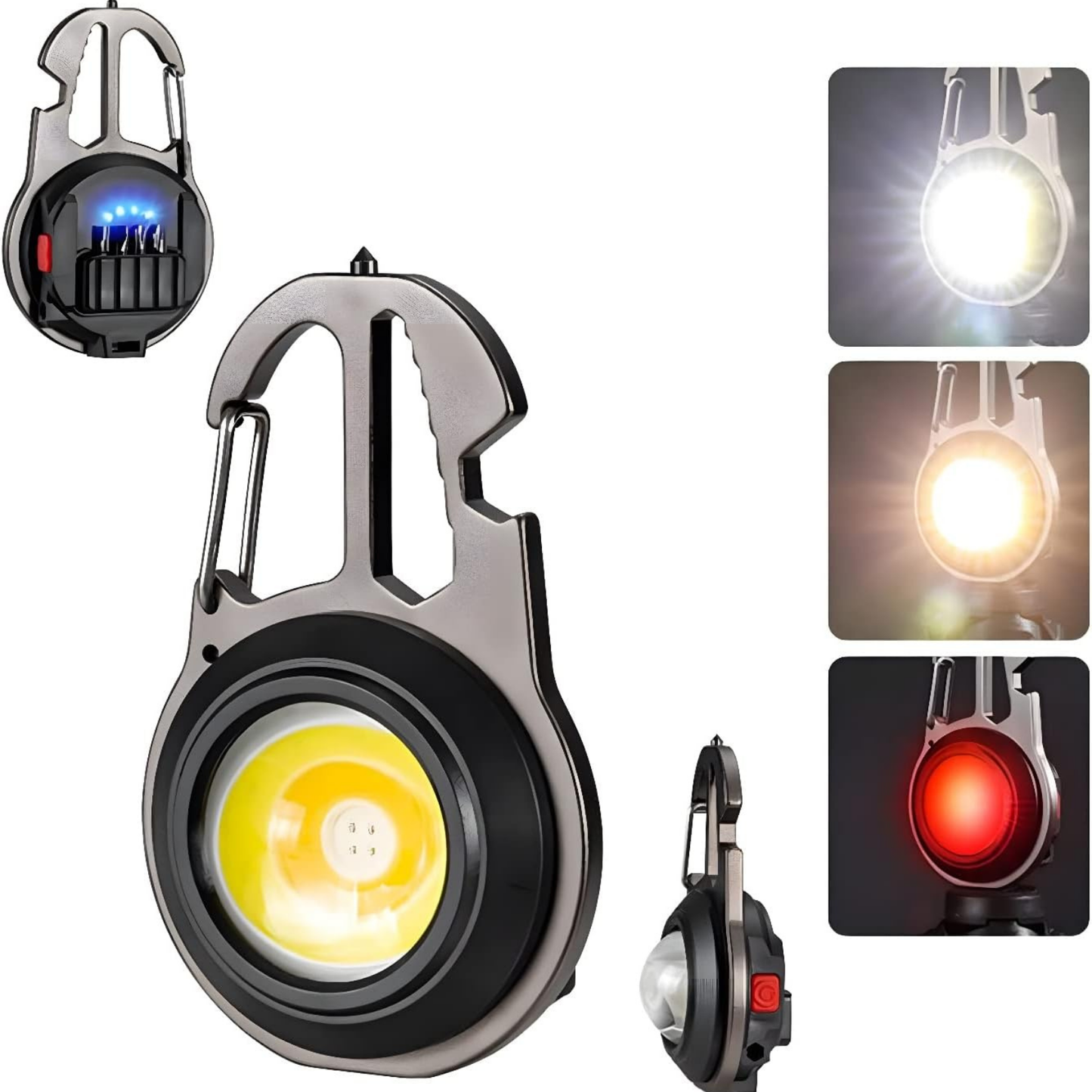 Rechargeable Emergency Keychain Light & Multi Tool – 6 Light Modes, Hammer, Screwdriver, Spanner & Opener