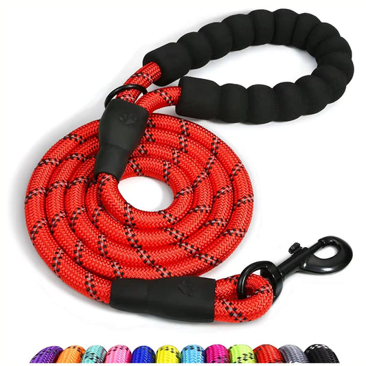 Heavy-Duty Reflective Dog Lead – Red | 13mm Rope Dog Lead for Large Dogs