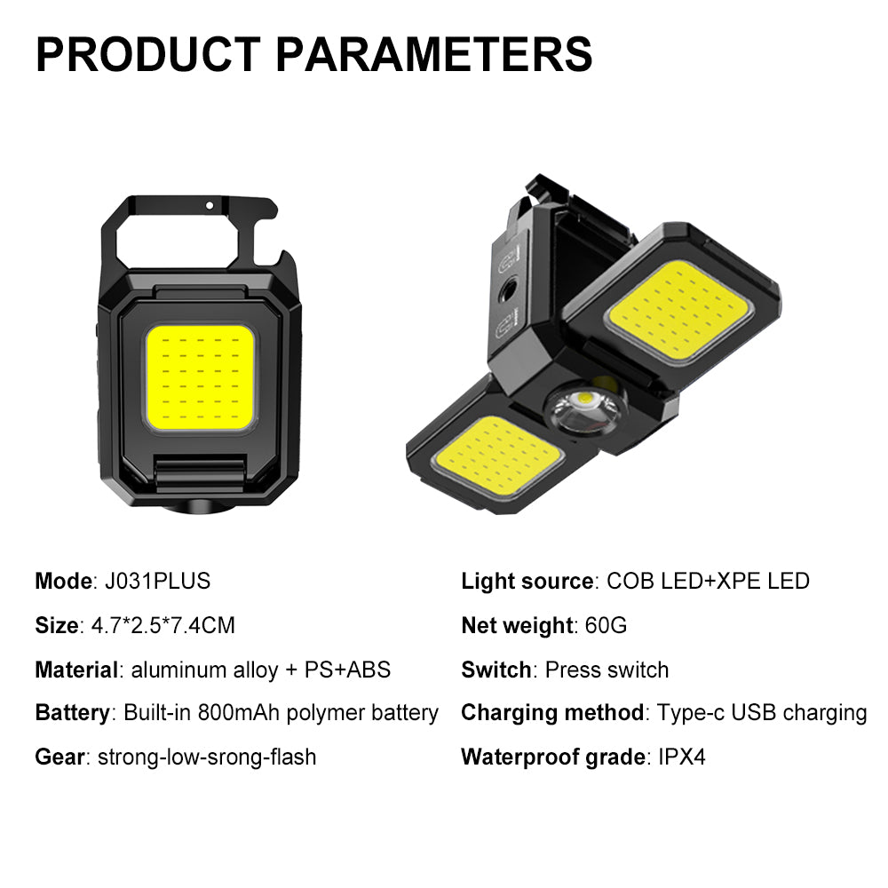 3 in 1 COB Double Keyring Light – Rechargeable LED Torch & Portable Gadget
