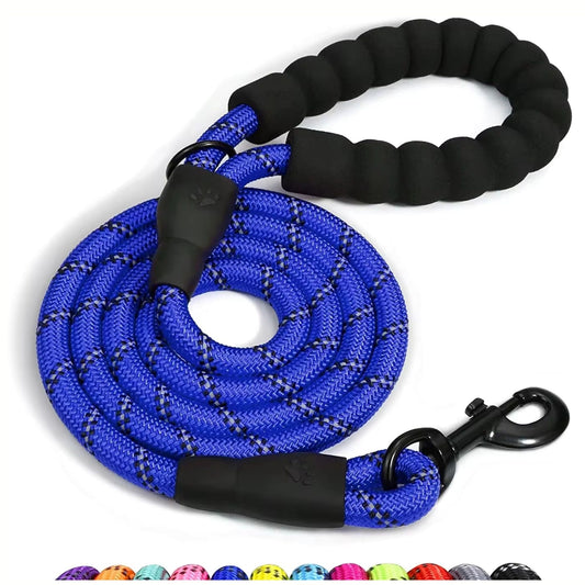 Heavy-Duty Reflective Dog Lead – Dark Blue | 13mm Rope Dog Lead for Large Dogs