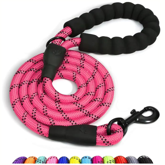 Heavy-Duty Reflective Dog Lead – Pink | 13mm Rope Leash for Medium & Large Dogs