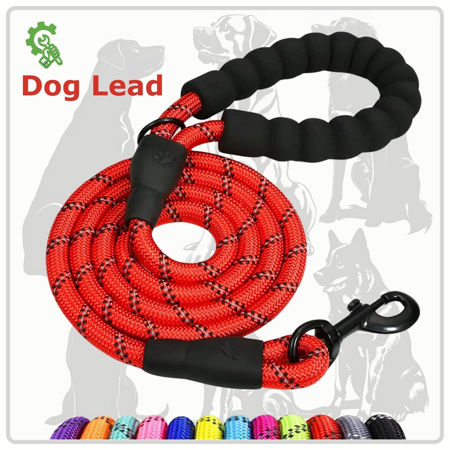 Hundeleinen für große Hunde – Reflektierende Hundeleinen, 1,5 Meter lange Leine, dicke 13 mm Anti-Zug-Hundeleine | Komfortgriff, rote Hundeleine, starkes 360-Grad-Drehgelenk