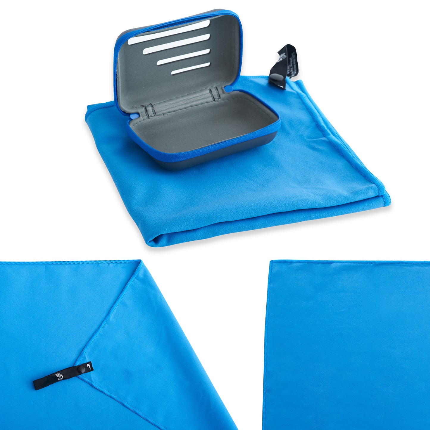 Fitnesshandtuch – Reisehandtuch, schnelltrocknend, antibakteriell, unverzichtbar für den Urlaub, tolles Geschenk fürs Fitnessstudio, blau, Mikrofaser, inklusive Tasche, Größe (80 x 40 cm, 32 x 16)