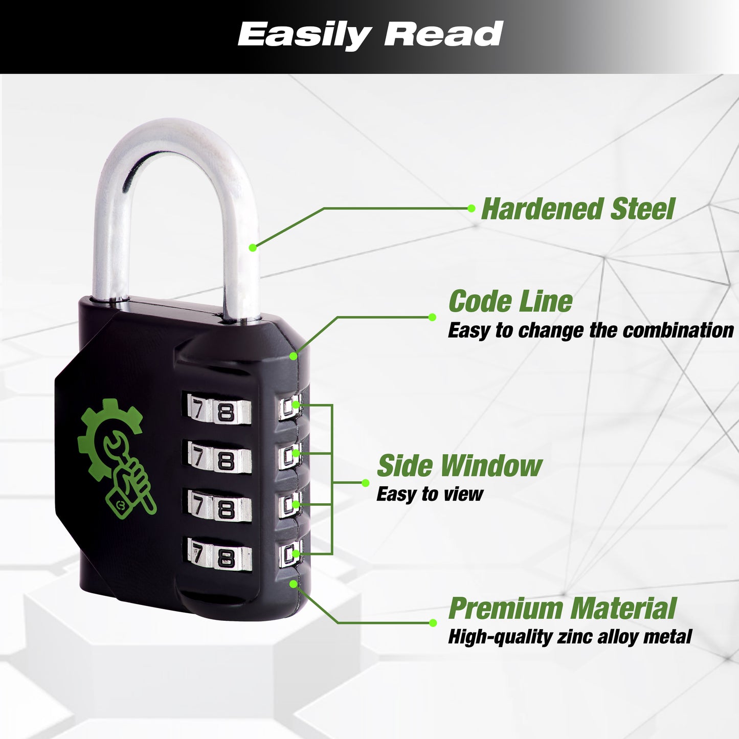 Combination Padlocks, 4 Digit Weatherproof Padlocks with Code - Padlock for Gym Locker (Pack of Two)