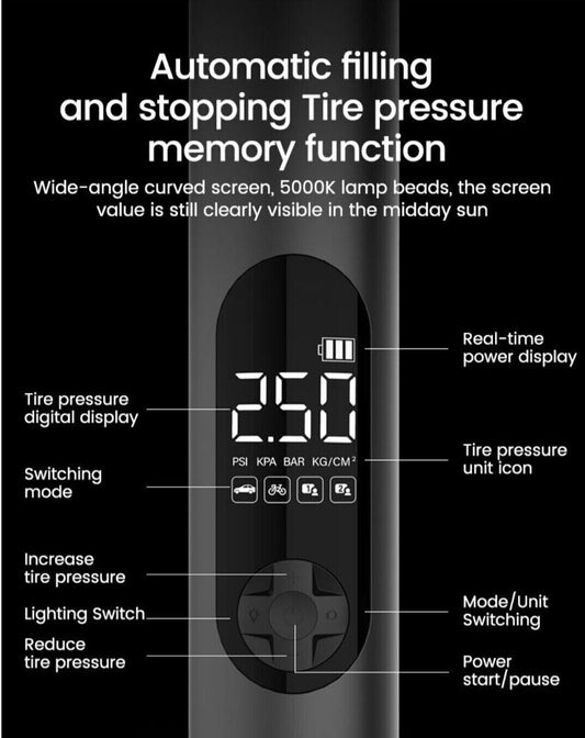 YANTU | A23 Reifenfüller-Luftkompressor - 150 PSI, Reifenpumpe