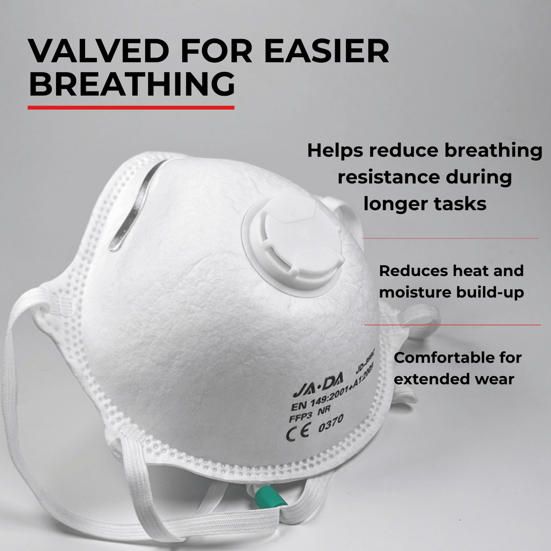 Side view of an FFP3 mask highlighting the exhalation valve