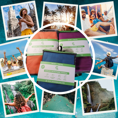 Sport + Travel Microfibre Towels – Antimicrobial | Quick-Dry | Mesh Carry Case