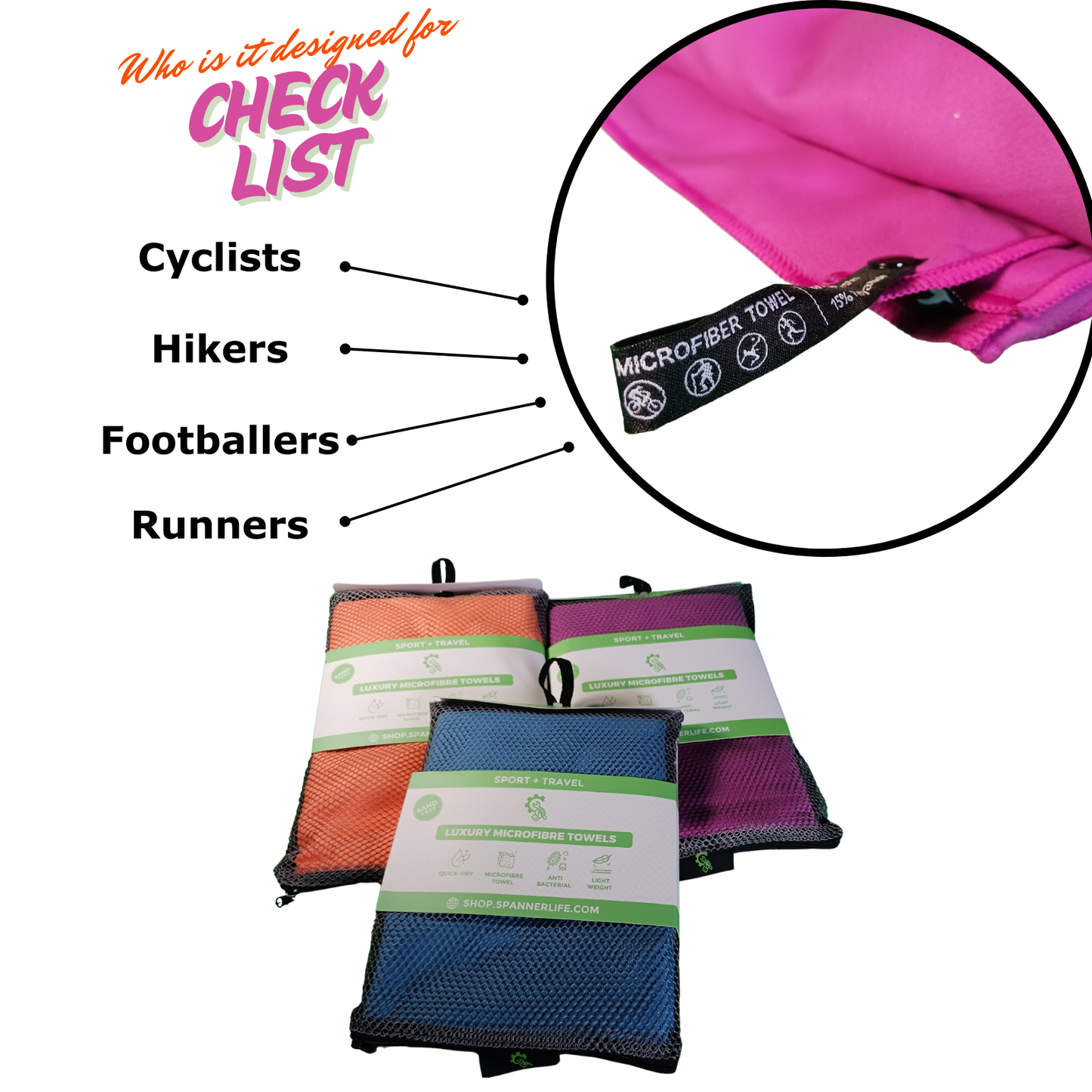Sport + Travel Microfibre Towels – Antimicrobial | Quick-Dry | Mesh Carry Case