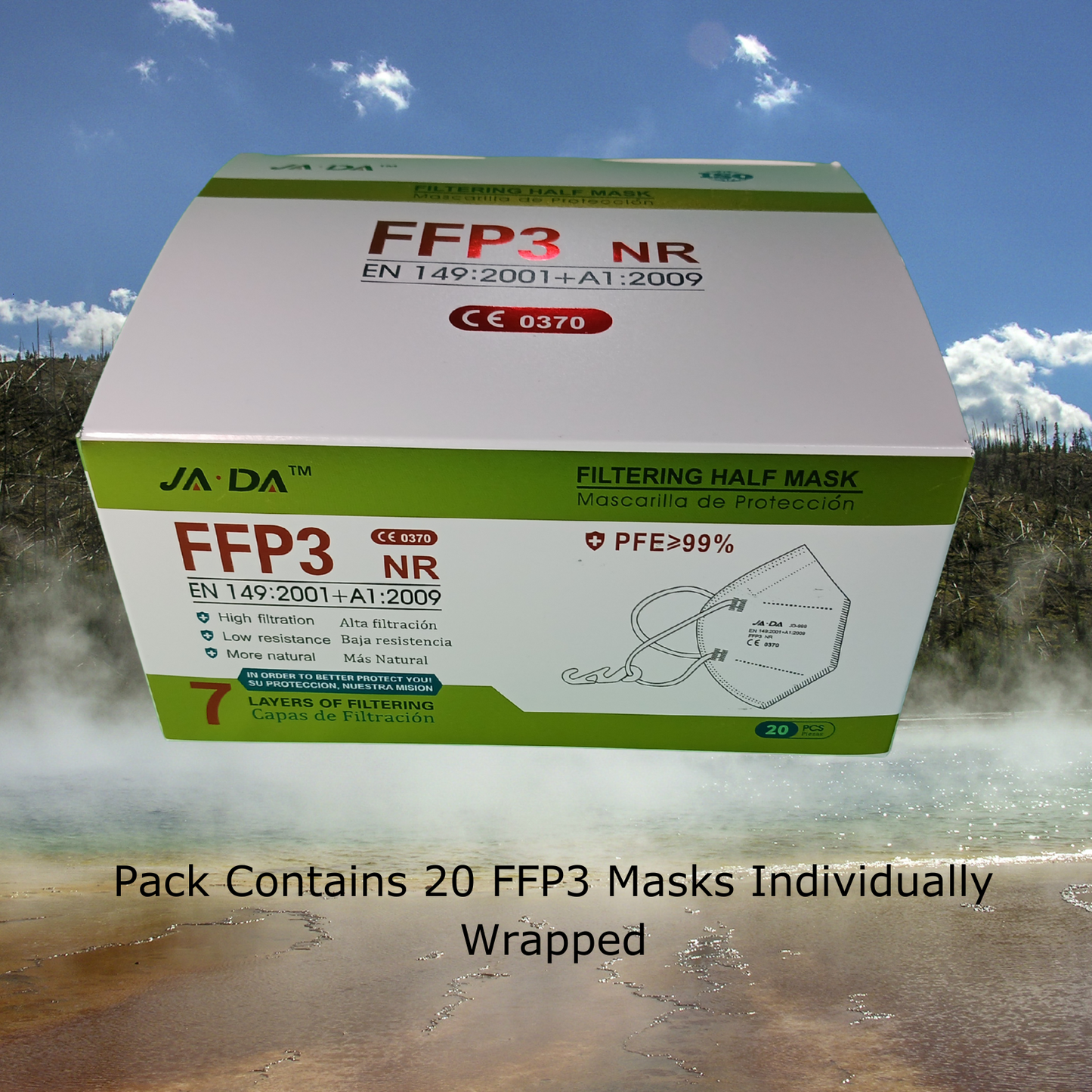 FFP3 Dust Masks Pack of 20 – Individually Wrapped Disposable Respirators | 7-Layer Protection