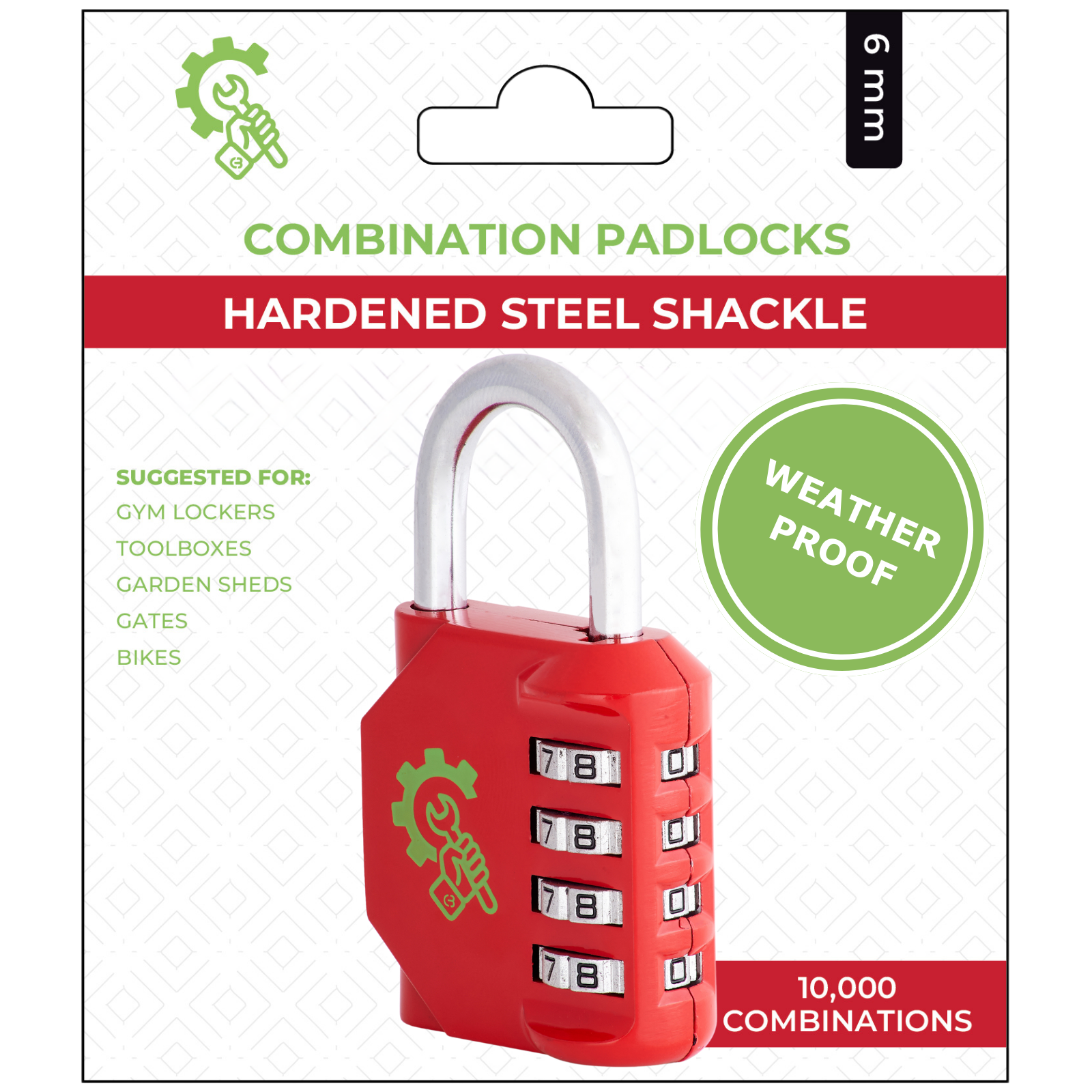 Red 4-Digit Padlock – Spanner In The Works® | Rugged, Weatherproof Lock ...