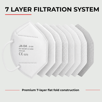 FFP3 Dust Masks Pack of 20 – Individually Wrapped Disposable Respirators | 7-Layer Protection