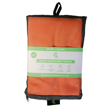 Sport + Travel Microfibre Towels – Antimicrobial | Quick-Dry | Mesh Carry Case