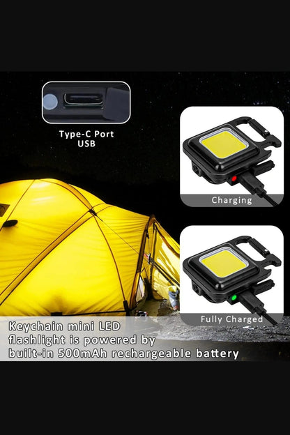 COB Keychain Work Light | 1000 Lumens LED Super Bright Rechargeable | LED Keyring Torch (Twin Pack)