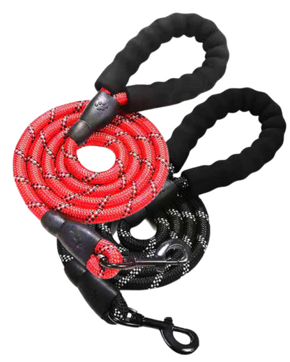 Dog Leads For Large Dogs - Reflective Dog Leashes, 1.5 Metre Long Leads, Thick 13mm Anti Pull Dog Leash | Comfort Handle, Red + Black Twin Pack