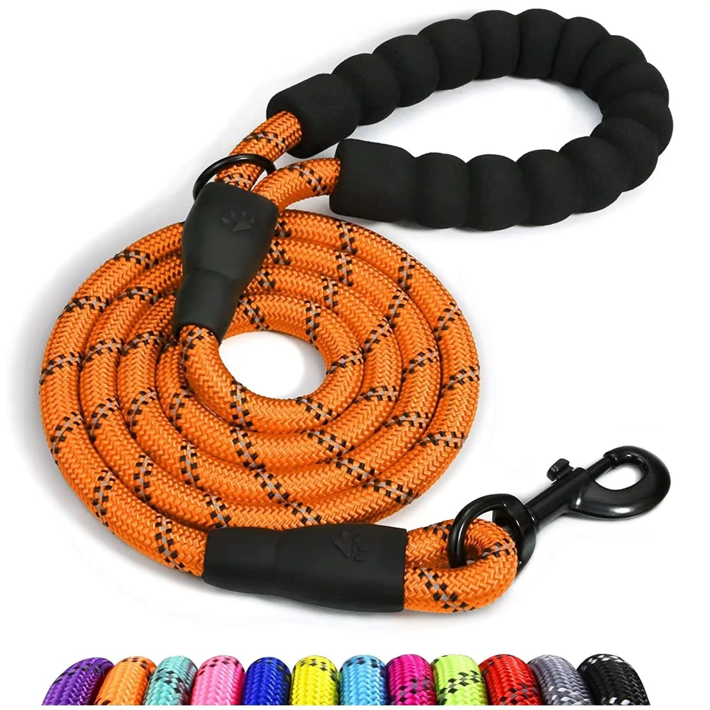 Orange Dog Leads For Large Dogs - Reflective Dog Leashes, 1.5 Metre Long Lead, Thick 13mm Anti Pull Dog Leash | Comfort Handle, Hi-Vis Dog Lead, Strong 360 Swivel