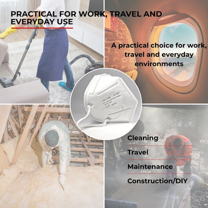 Suitable use cases for the Spannerlife FFP3-NR unvented dust mask, including DIY, construction and cleaning
