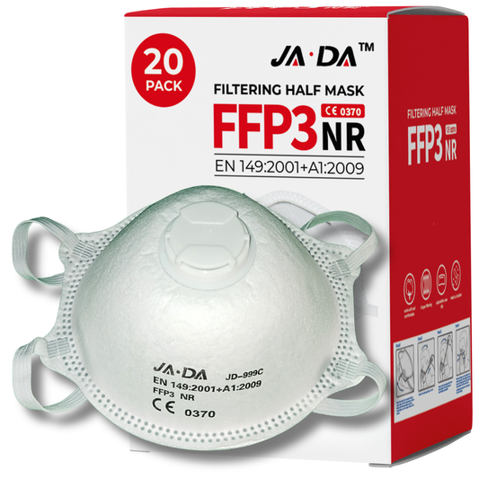 JADA JD999-C FFP3 Face Masks Box of 20 | Moulded Cup Valved Dust Masks