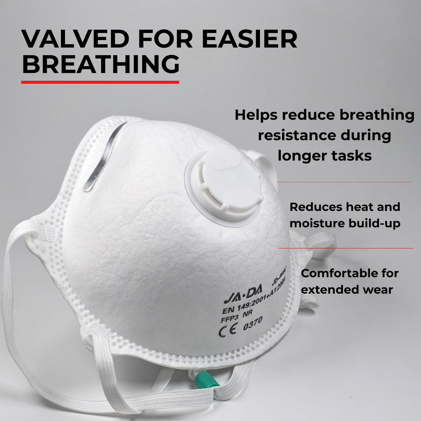 JADA JD999-C FFP3 Face Masks Box of 20 | Moulded Cup Valved Dust Masks
