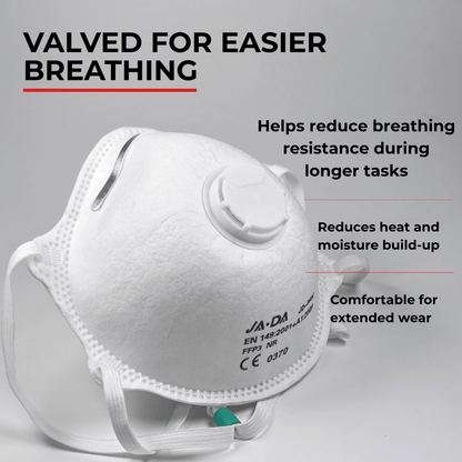 JADA JD999-C FFP3 Face Masks Box of 10 | Moulded Cup Valved Dust Masks