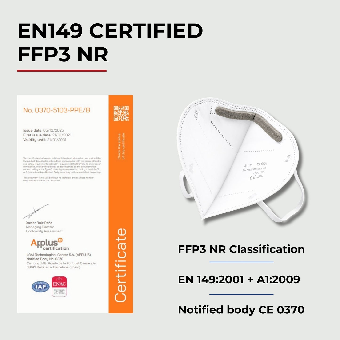 FFP3 Face Masks UK Certified EN149 Pack of 10 - White, Individually Wrapped, Disposable