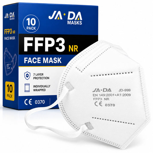 FFP3 Face Masks UK Certified EN149 Pack of 10 - White, Individually Wrapped, Disposable