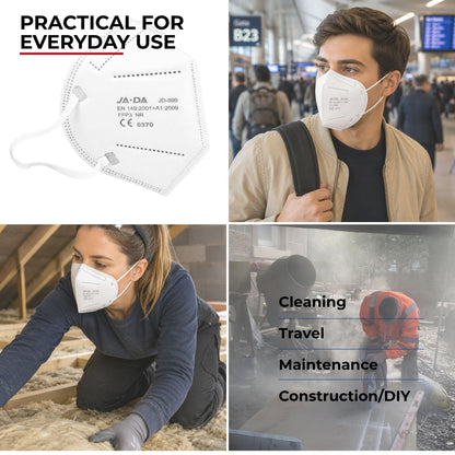 FFP3 Face Masks UK Certified EN149 Pack of 10 - White, Individually Wrapped, Disposable