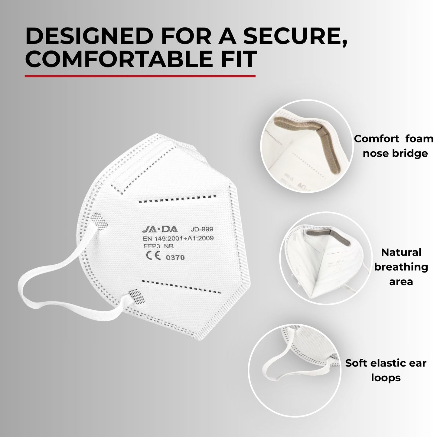 FFP3 Face Masks UK Certified EN149 Pack of 10 - White, Individually Wrapped, Disposable