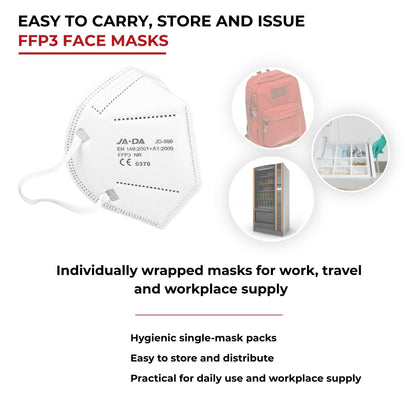 FFP3 Face Masks UK Certified EN149 Pack of 10 - White, Individually Wrapped, Disposable