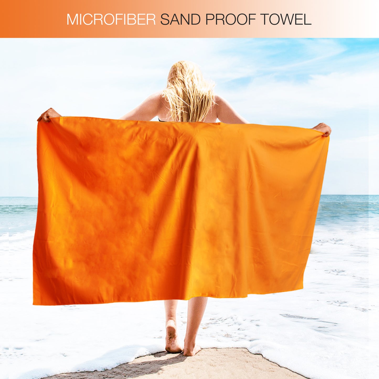 Luxury Extra Large Beach Towels - Quick Dry Towel, Sand Free, Holiday Essentials, Orange Microfibre, Includes Bag, XXL (190x90cm, 71x36)