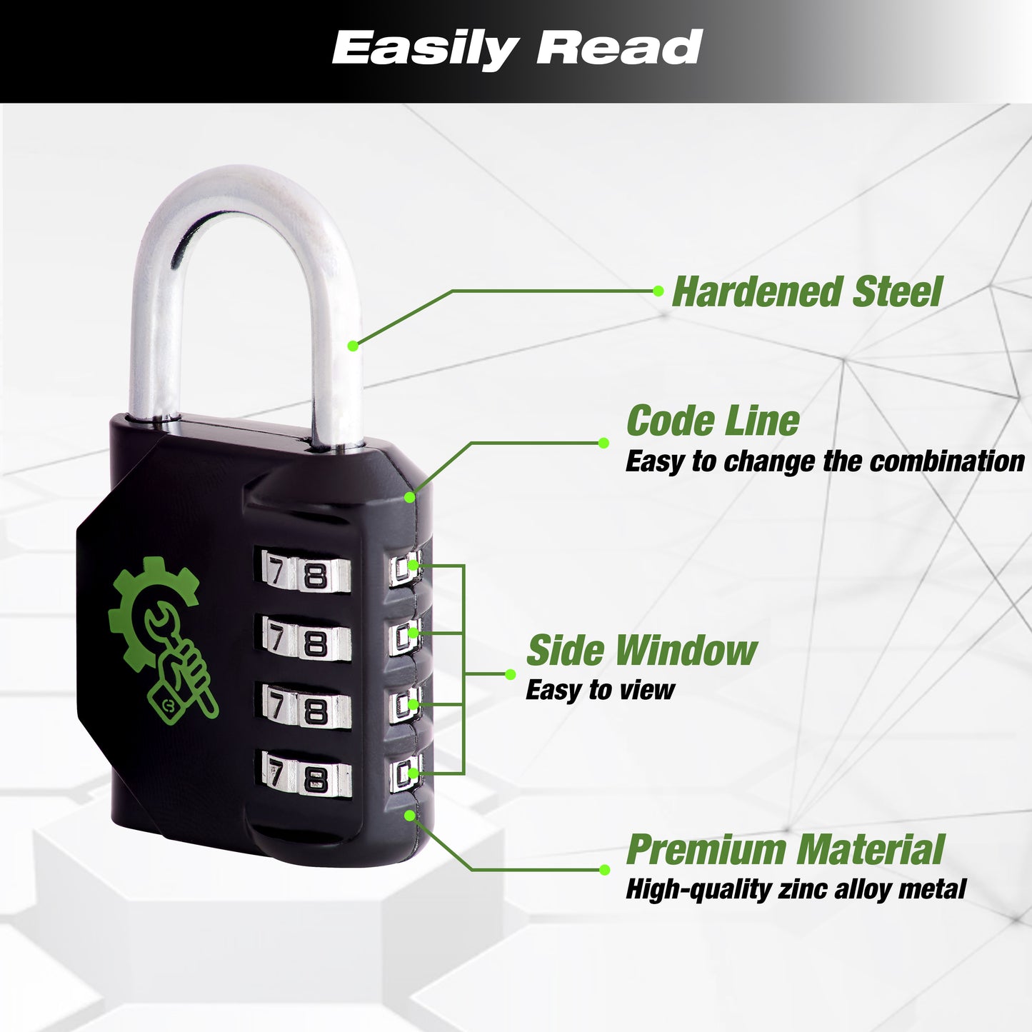 Combination Padlocks,  4 Digit Weatherproof Padlocks with Code - Padlock for Gym Locker (Pack of Two)