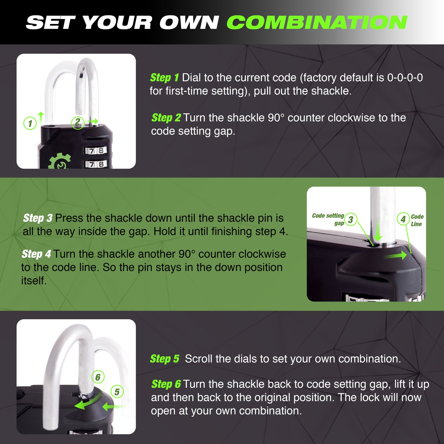 Setting the combination 4 Digit Padlocks