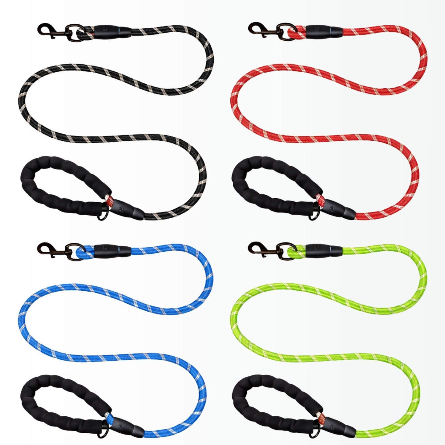 Spannerlife 13mm thick dog lead shown in core colours including black, red, blue and green